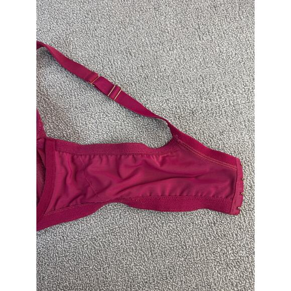 Cacique Bra Unlined Demi Sheer Lace Burgundy Sexy Lingerie Size 44D - Picture 9 of 9